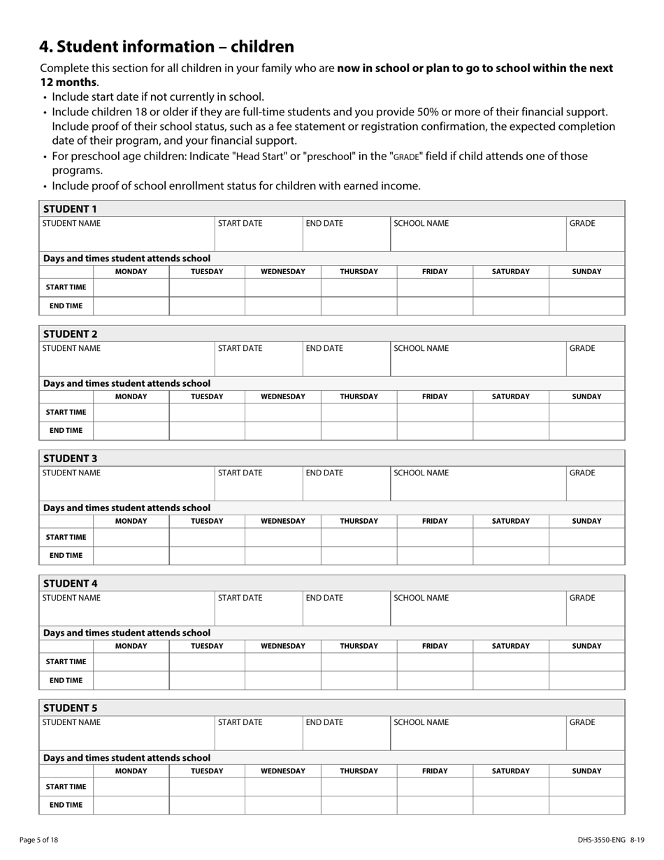 Form DHS-3550-ENG Minnesota Child Care Assistance Program Application - Minnesota, Page 7