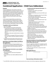 Form DHS-5223D-ENG &quot;Combined Application - Child Care Addendum&quot; - Minnesota