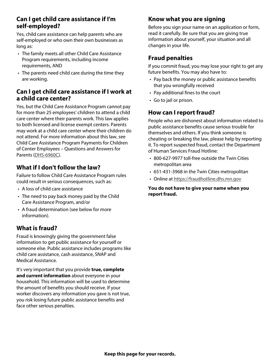Form DHS-5223D-ENG Combined Application - Child Care Addendum - Minnesota, Page 14
