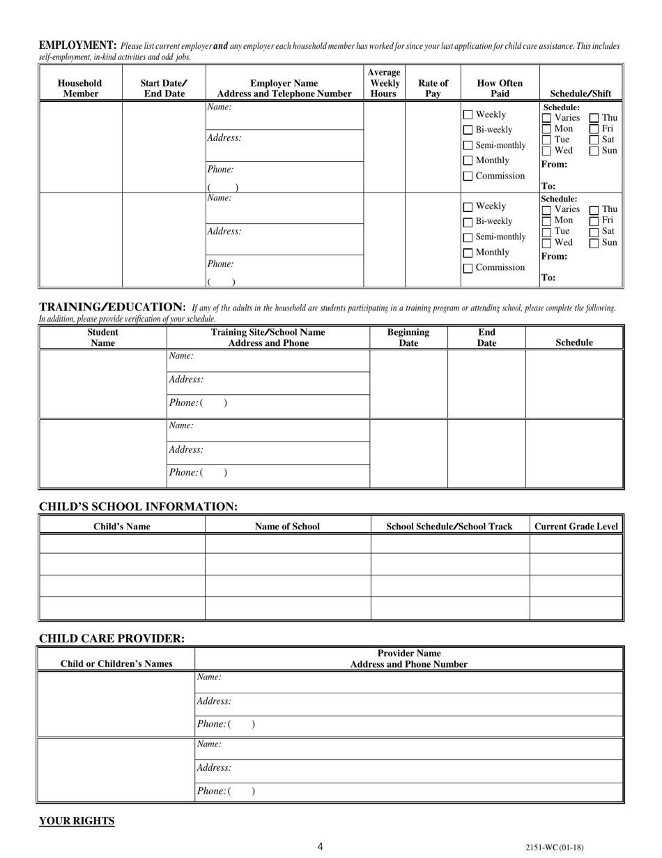 Form 2151-WC Application for Child Care Assistance - Nevada, Page 6