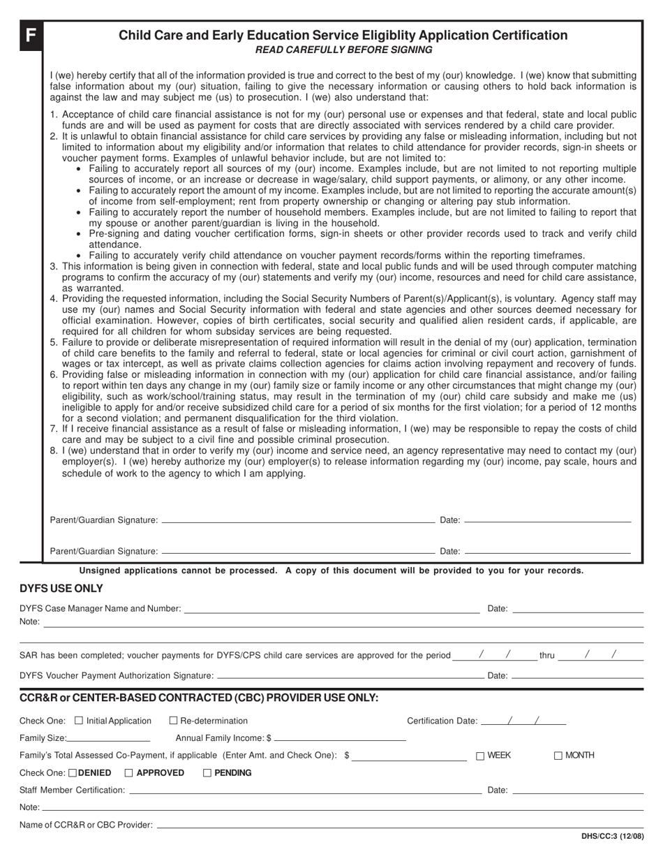 Form DHS / CC:1 Child Care and Early Education Service Eligibility Application - New Jersey, Page 4