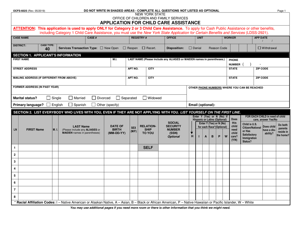 Form OCFS 6025 Fill Out Sign Online And Download Printable PDF New 