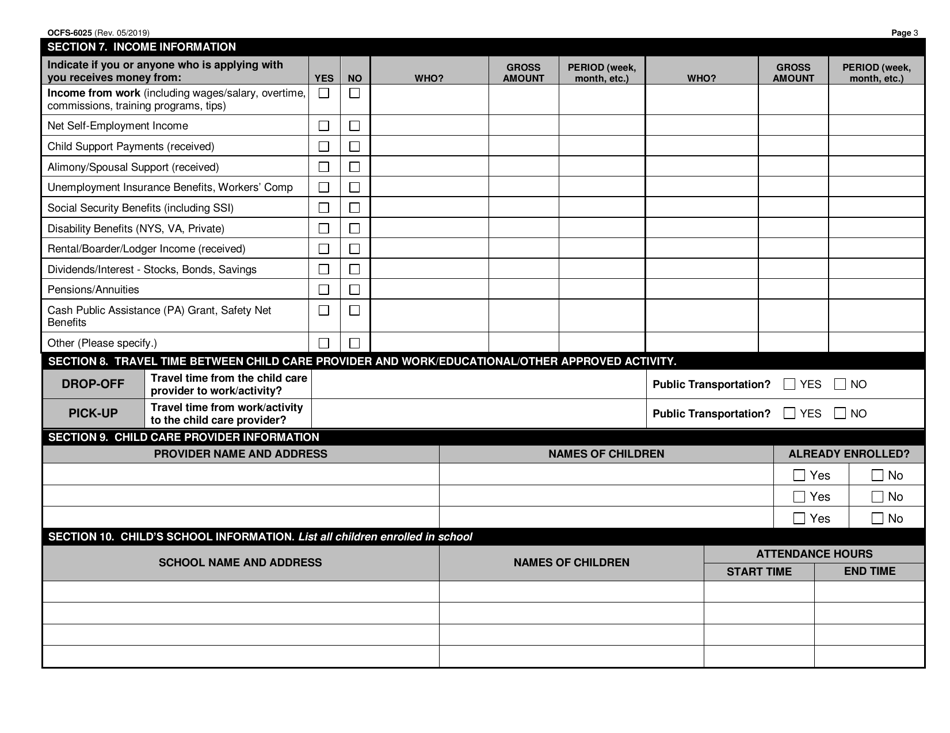 Form OCFS-6025 Application for Child Care Assistance - New York, Page 3