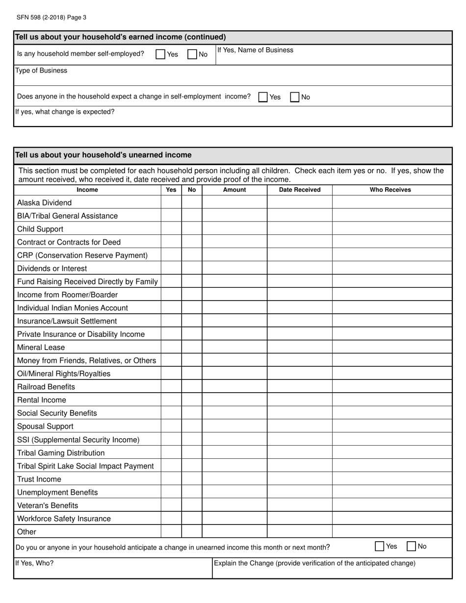 Form SFN598 Child Care Assistance Program Application - North Dakota, Page 4