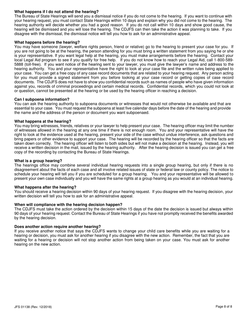 Form JFS01138 Application for Child Care Benefits - Ohio, Page 10