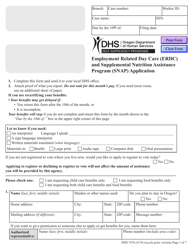 Form DHS7476 &quot;Employment Related Day Care (Erdc) and Supplemental Nutrition Assistance Program (Snap) Application&quot; - Oregon