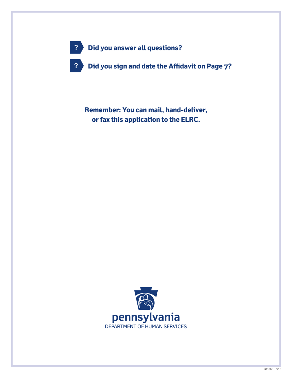 Form CY868 Pennsylvania Application for Subsidized Child Care - Pennsylvania, Page 12