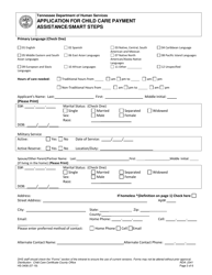 Form HS-3408 Application for Child Care Payment Assistance/Smart Steps - Tennessee, Page 3