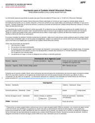 Formulario DCF-F-2835-S Inscripcion Para El Cuidado Infantil Wisconsin Shares - Wisconsin (Spanish)