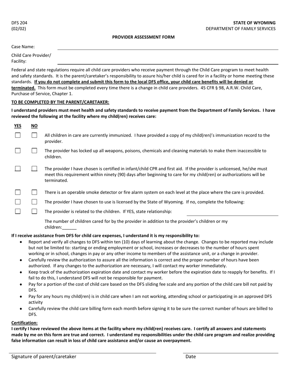 Form DFS100CC Wyoming Application for Child Care Assistance - Wyoming, Page 15