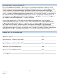 Form DFS100CC Wyoming Application for Child Care Assistance - Wyoming, Page 7