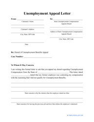 Document preview: Unemployment Appeal Letter Template