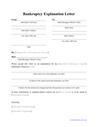 Document preview: Bankruptcy Explanation Letter Template