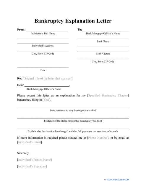 Bankruptcy Explanation Letter Template