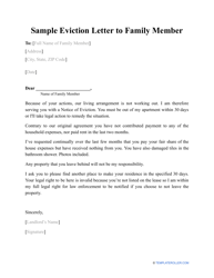 Sample &quot;Eviction Letter to Family Member&quot;
