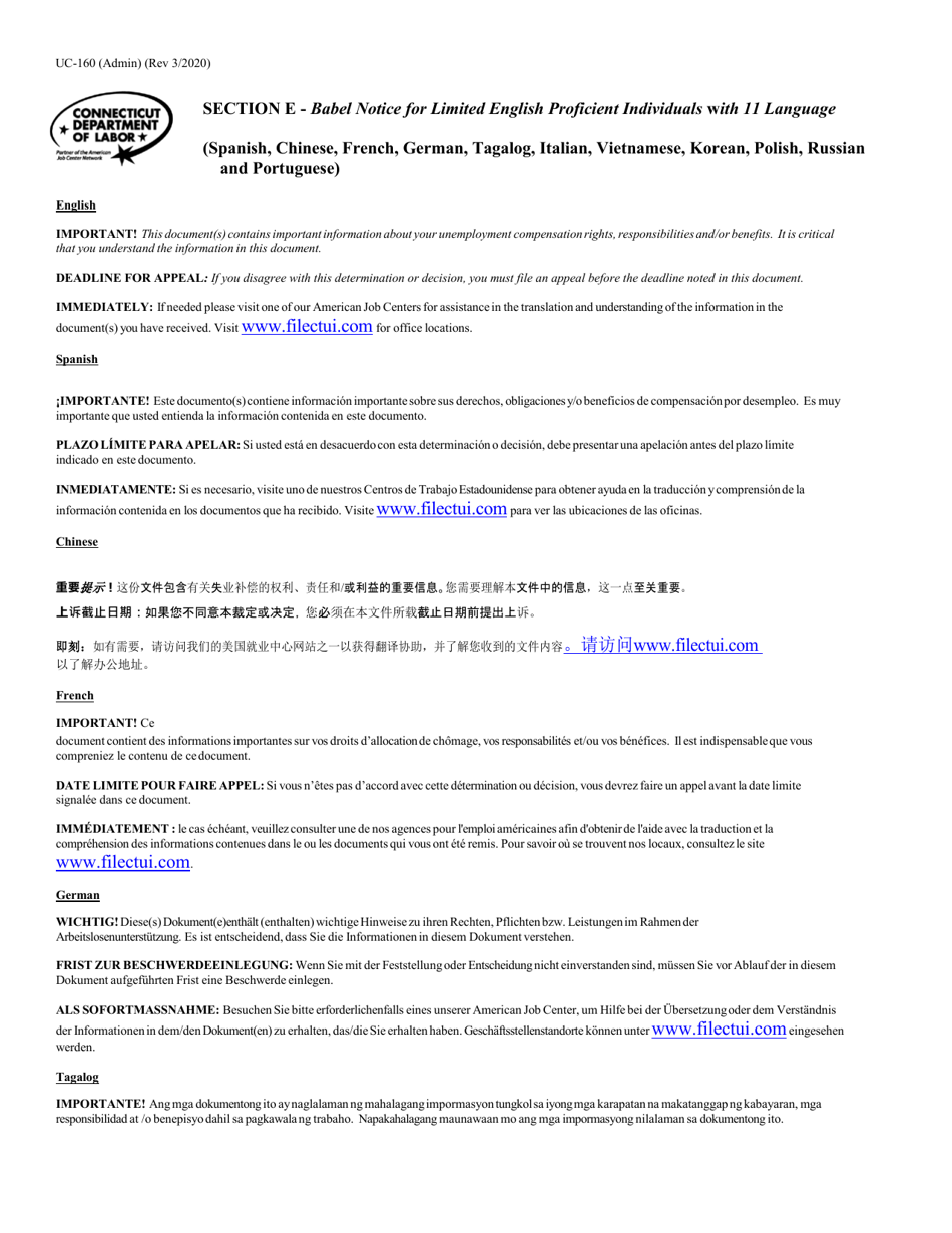 Form UC-62 T Unemployment Separation Package - Connecticut, Page 4