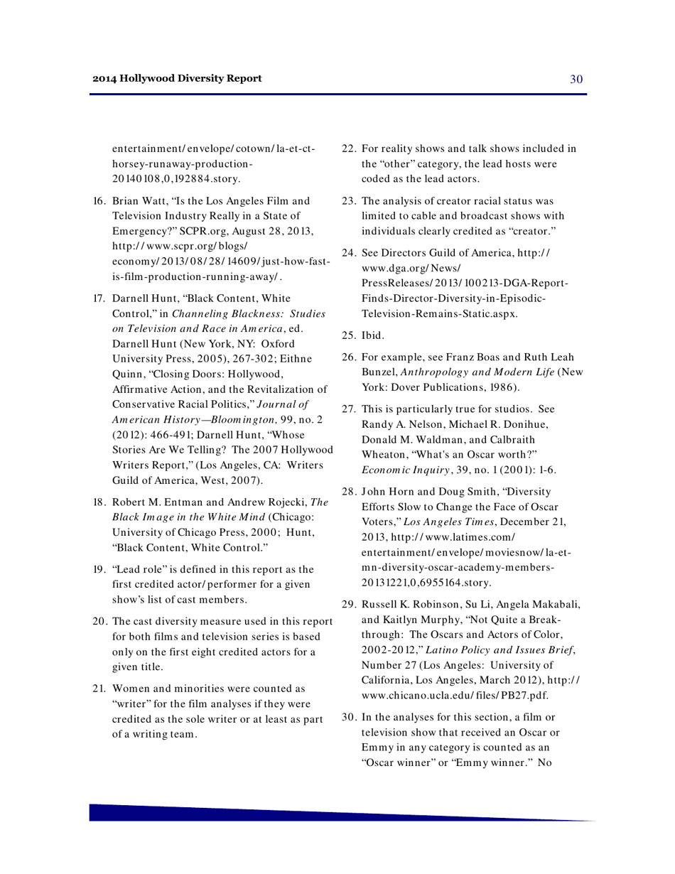 Hollywood Diversity Report - Making Sense of the Disconnect - Ucla, Page 32
