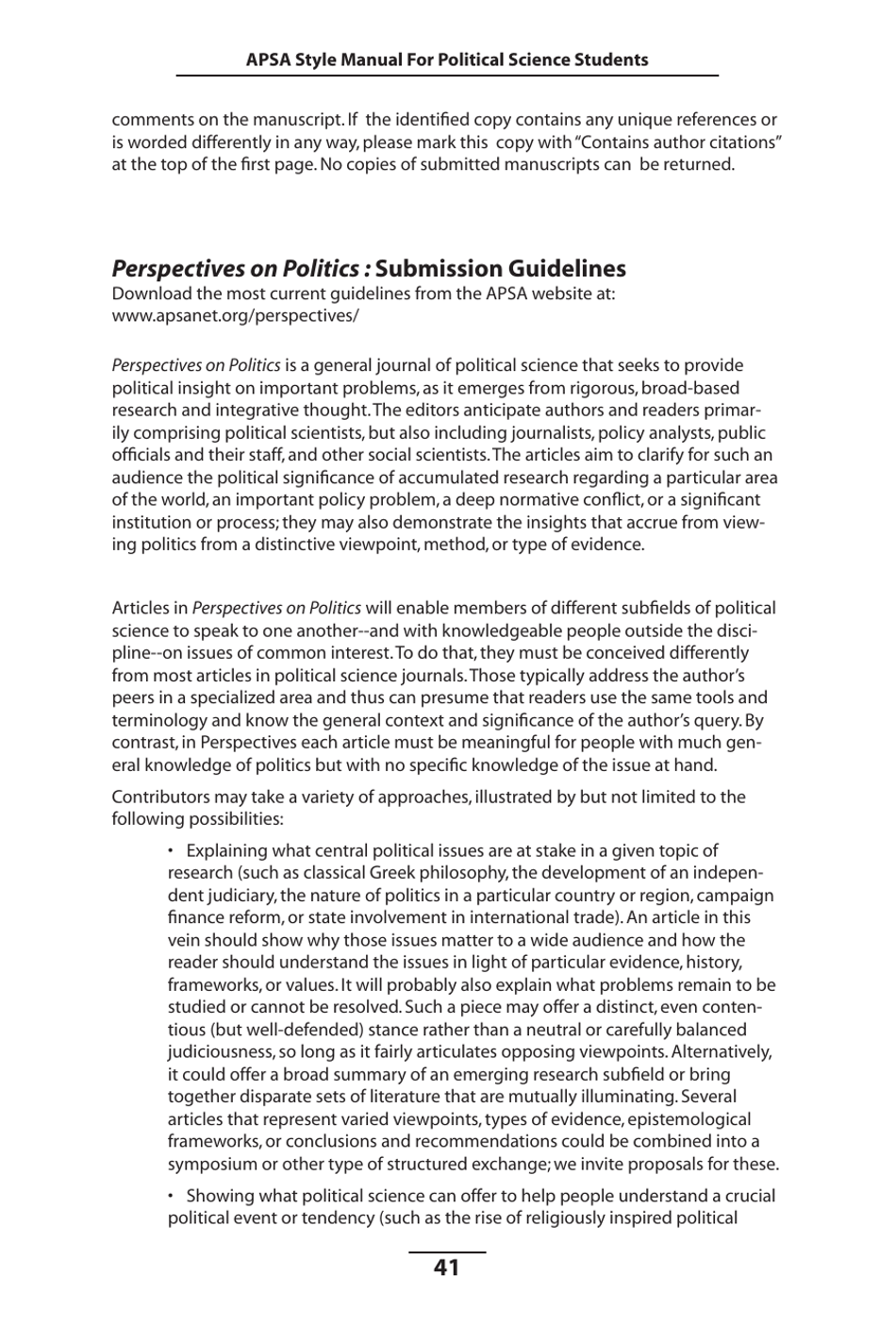 Style Manual for Political Science Apsa Download Printable PDF