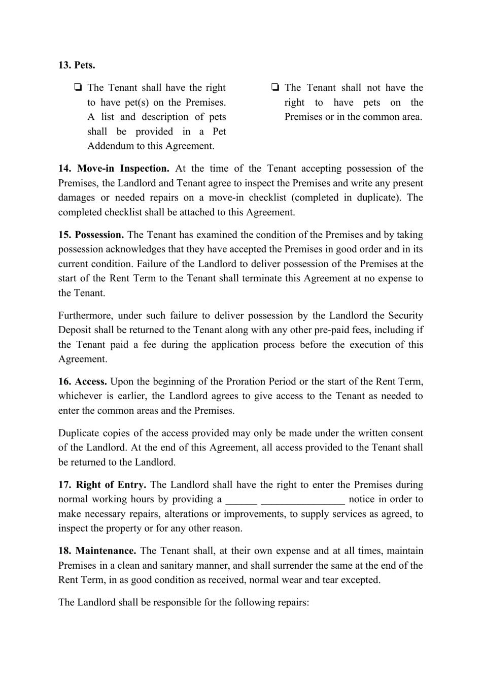 Residential Rental Agreement Template - Colorado, Page 4