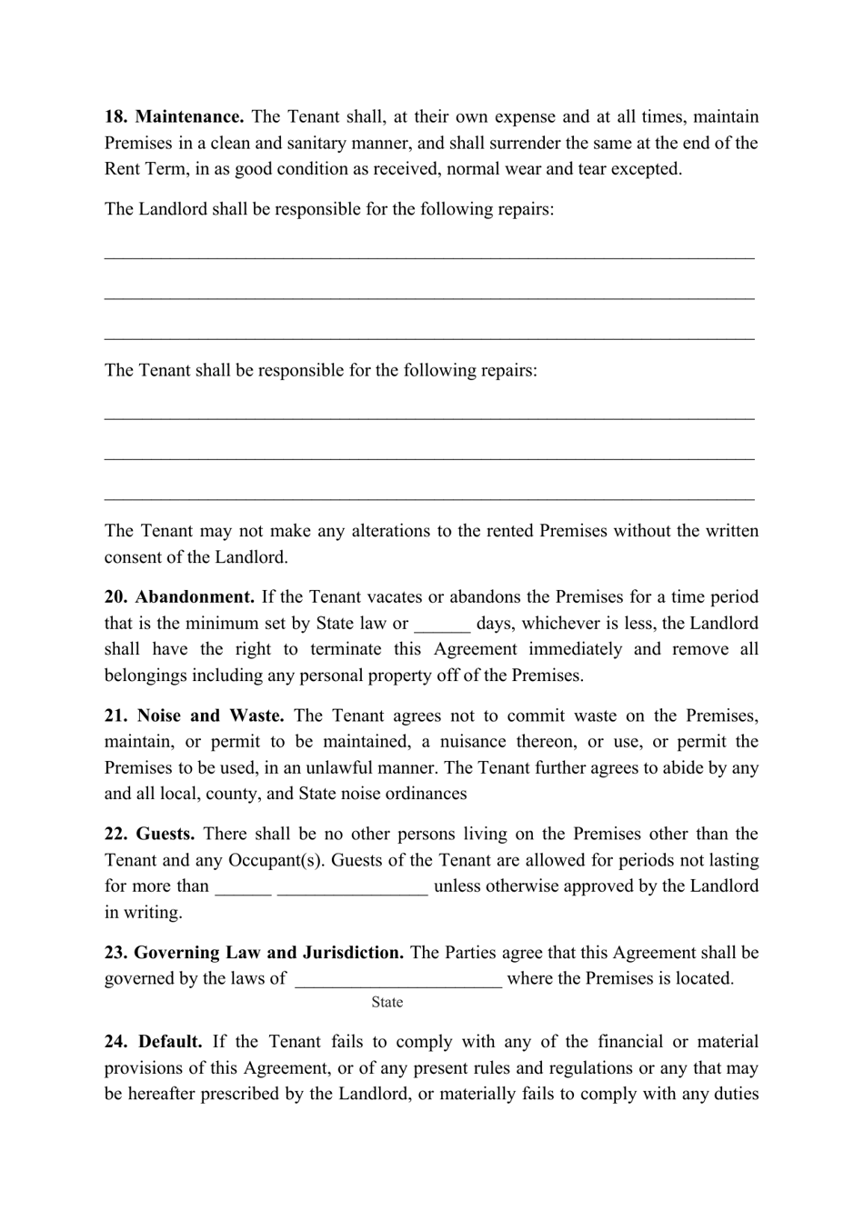 Residential Rental Agreement Template - North Carolina, Page 5