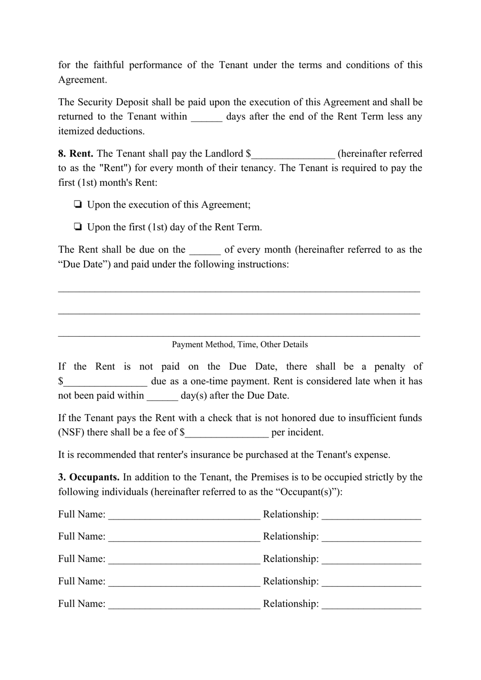 Residential Rental Agreement Template - Ohio, Page 2