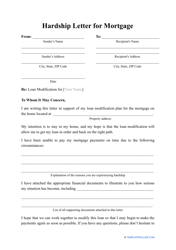 &quot;Hardship Letter for Mortgage Template&quot;