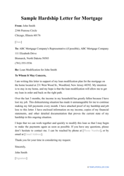 Sample &quot;Hardship Letter for Mortgage&quot;
