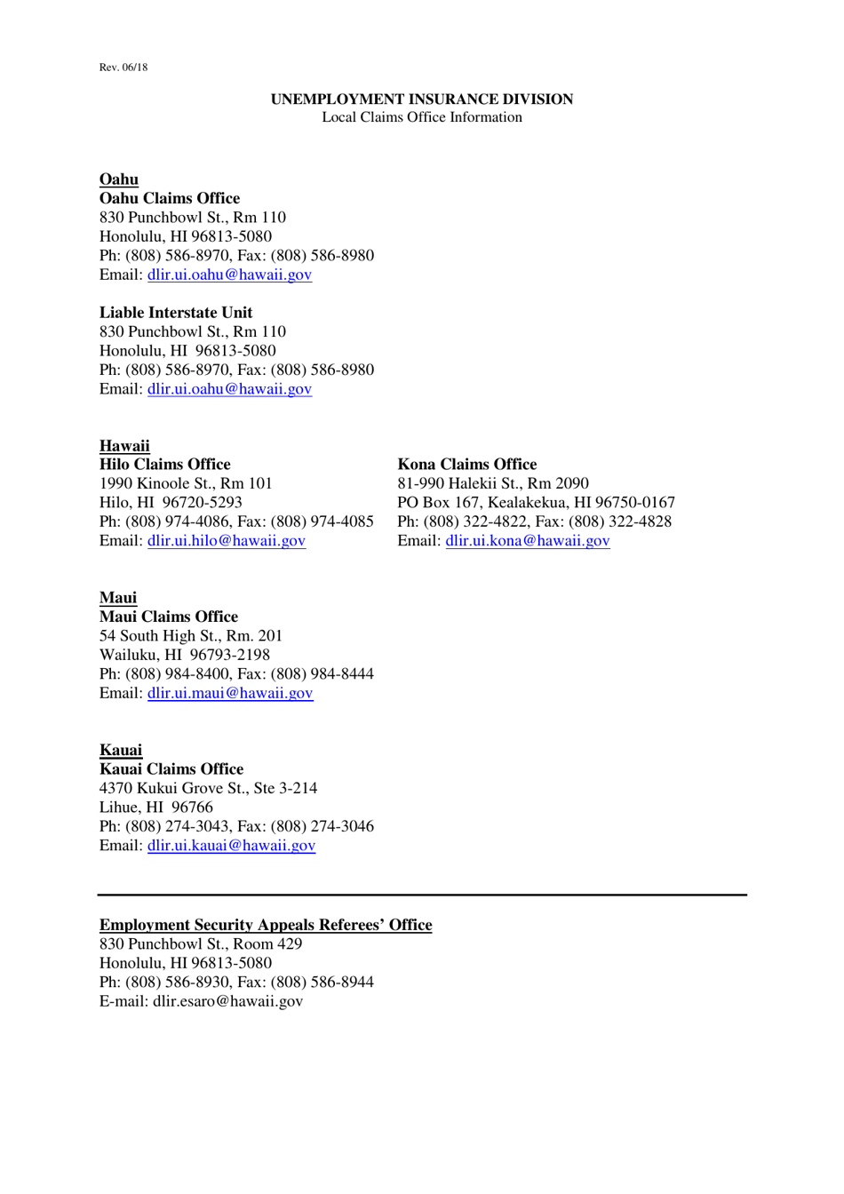 Form UC-275 Request for Withdrawal of Claim - Hawaii, Page 2
