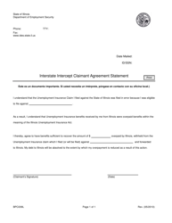 Form BPC039L &quot;Interstate Intercept Claimant Agreement Statement&quot; - Illinois