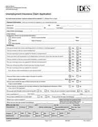 Form CLI001F (SN4227) Unemployment Insurance Claim Application - Illinois