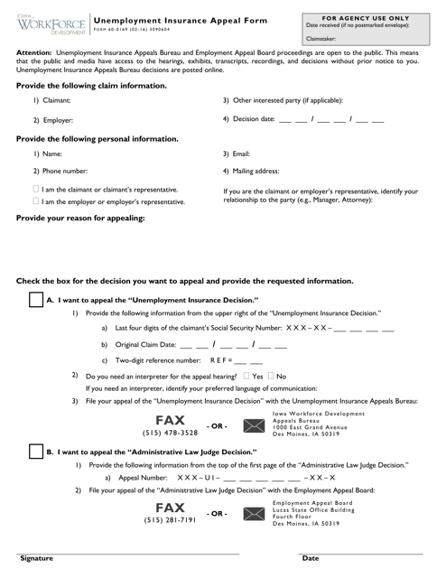 Form 60-0169  Printable Pdf