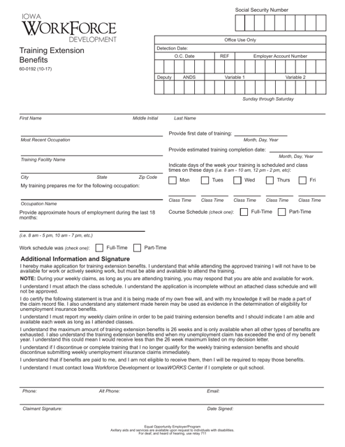 Form 60-0192  Printable Pdf