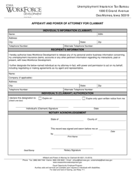 Form 60-0221 &quot;Affidavit and Power of Attorney for Claimant&quot; - Iowa