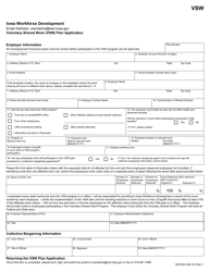 Form 60-0333 Voluntary Shared Work (Vsw) Plan Application - Iowa