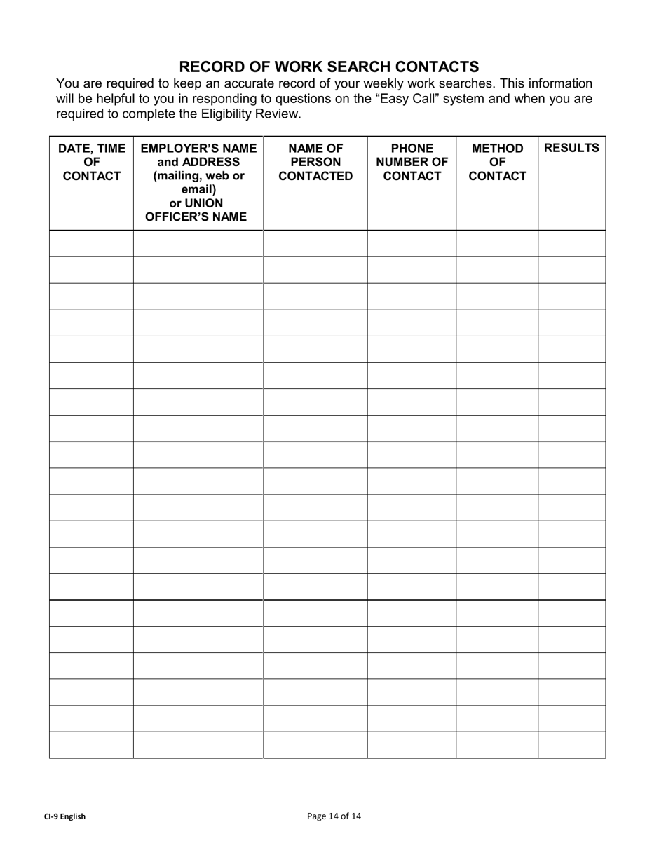 Form CI-9 Unemployment Benefits Rights and Responsibilities (Benefits Rights Information) - Louisiana, Page 14