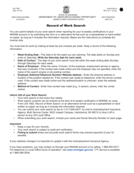 Form UIA1583 Record of Work Search - Michigan
