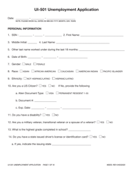 Form UI-501 Unemployment Application - Mississippi