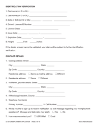 Form UI-501 Unemployment Application - Mississippi, Page 2