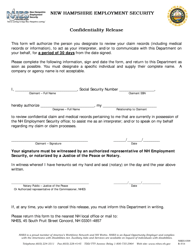 Form NHES0309 &quot;Confidentiality Release&quot; - New Hampshire