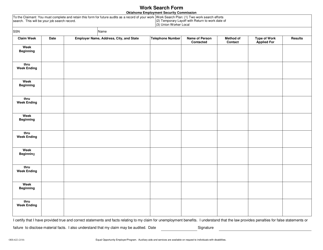 Form OES-622 Work Search Form - Oklahoma, Page 2