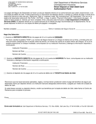 DWS-UI Form 682 Direct Deposit or Utah Debit Card Authorization Form - Utah (English/Spanish), Page 2