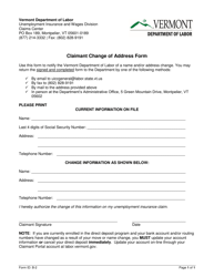 Document preview: Form B-2 Claimant Change of Address Form - Vermont