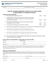 Form EMS10425 Training Benefits Application - Washington, Page 12