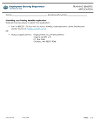 Form EMS10425 Training Benefits Application - Washington, Page 13