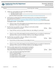 Form EMS10425 Training Benefits Application - Washington, Page 6