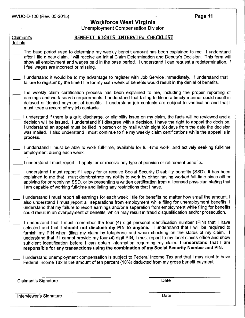 Benefit Rights Information - West Virginia, Page 11