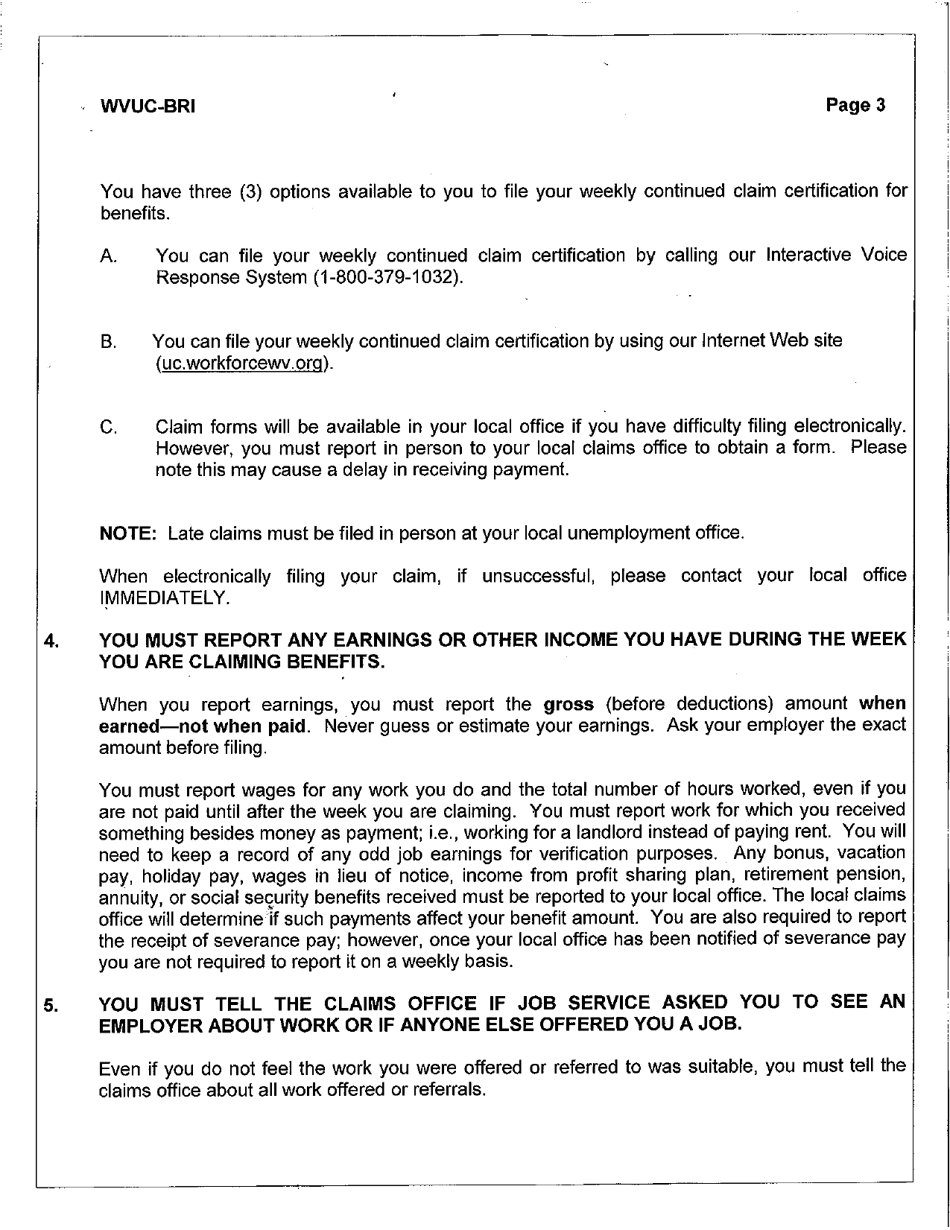 Benefit Rights Information - West Virginia, Page 3