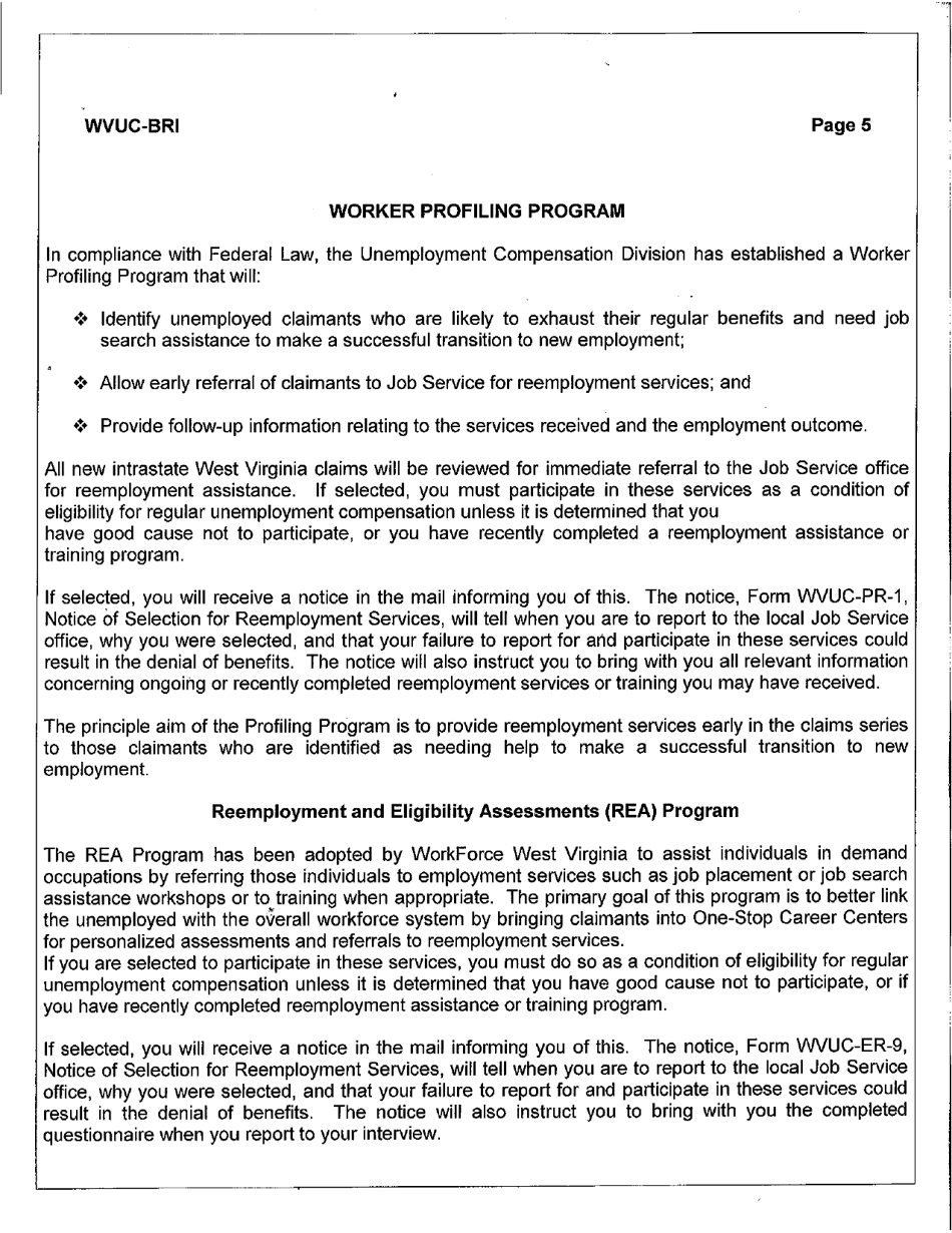 Benefit Rights Information - West Virginia, Page 5