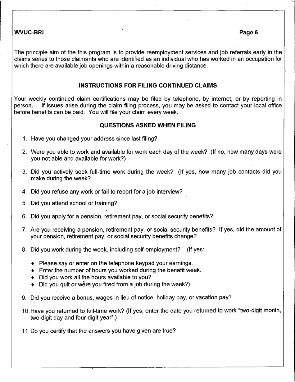 Benefit Rights Information - West Virginia, Page 6