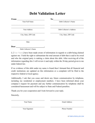 Document preview: Debt Validation Letter Template